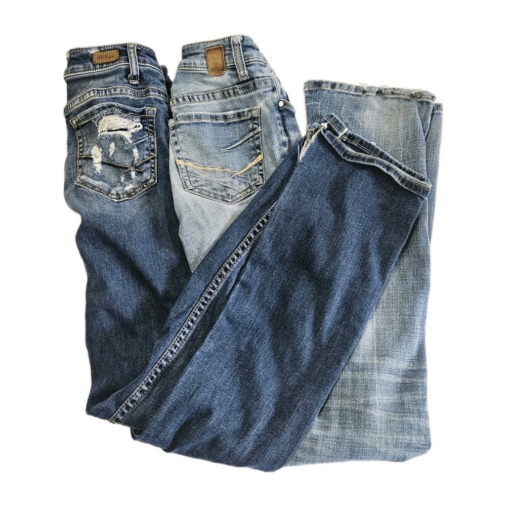 BKE Denim‎ Bootcut Jeans Women's Size 23x33.5 Mid Rise Lot Of 2 Pairs Light Wash
